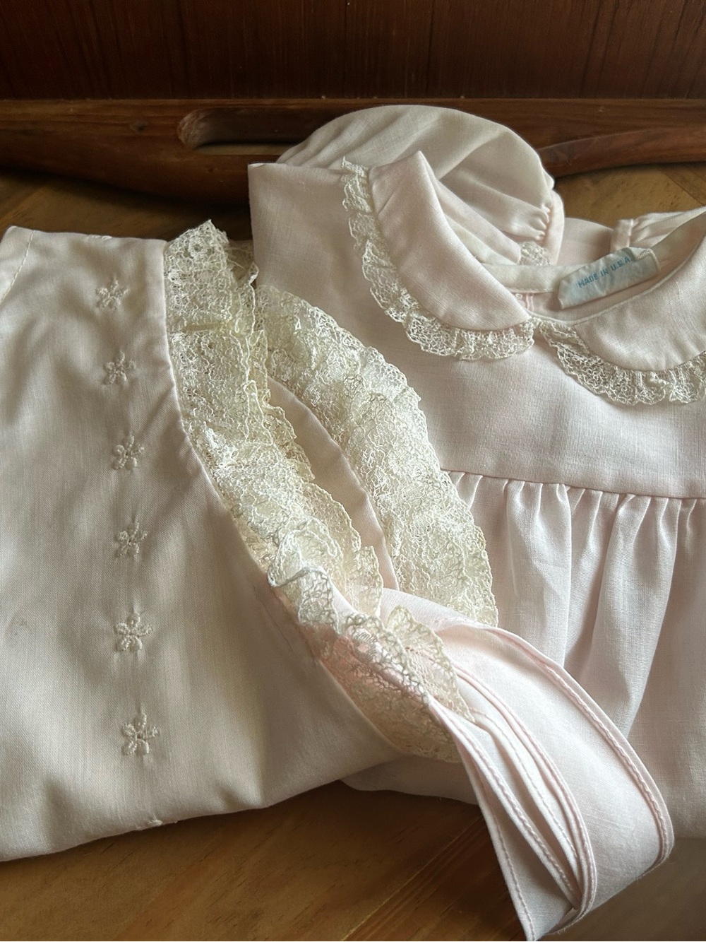 Nannette Pale Pink Lace-Trim baby girls' dress Set